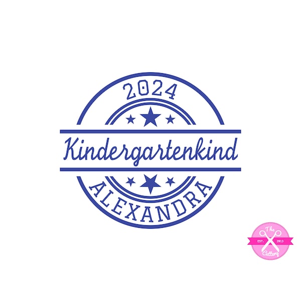 Bügelbild Kindergartenkind Schreibschrift mit Wunschname 2024, Aufbügler, Patch, Kita, Kindergarten