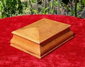 Antique Wooden Box, Oak Trinket Box, Chess Peices Box