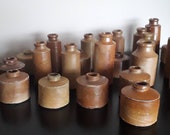 Victorian Bottles, 1800s Stoneware Ink Bottles, Mini Vase Antique, Home Decor