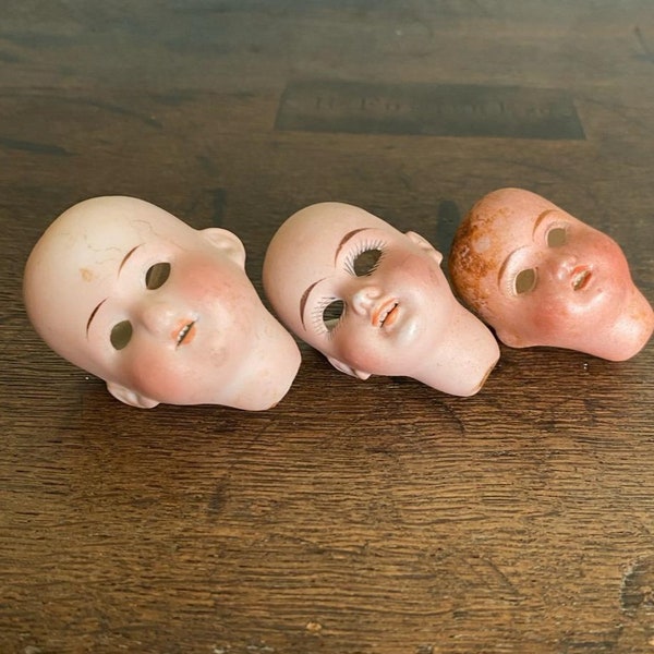 Antique China Dolls Heads, German Porcelain Doll Heads, Excavated Dolls
