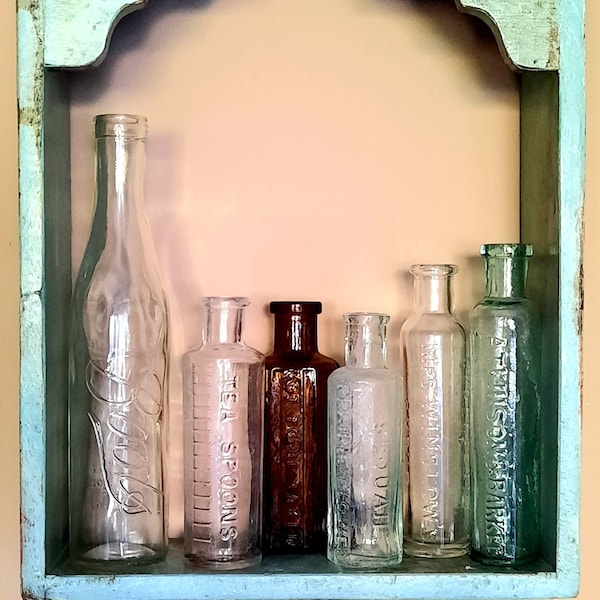 Old Medicine Bottle, Glass Apothecary Bottle, Boots Bottle with Lettering, Bottle with Advertising Writting on