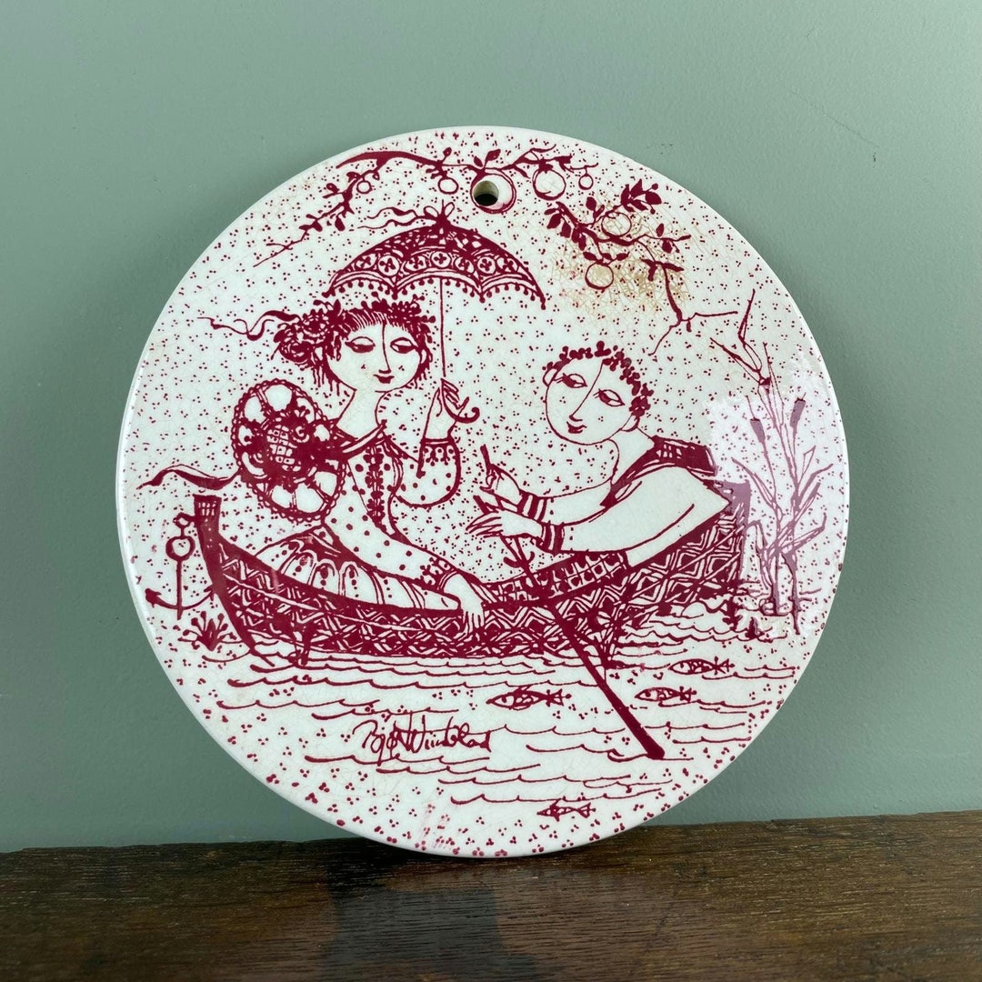 おまけ一枚付き！フランスヴィンテージ・柊柄 Vintage Danish Pottery Wall Plaque platte, Red July Design, Bjorn