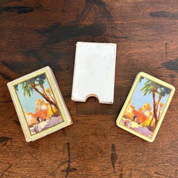 Vintage Playing Cards, 1920s Card Pack with Art Deco Design, Collage Making Materials