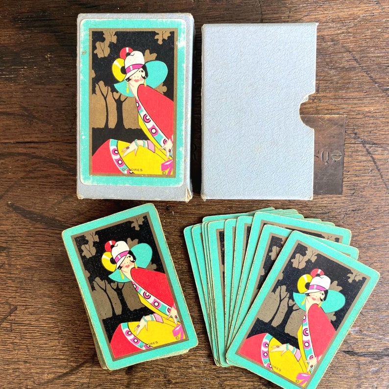 Carte da gioco vintage, pacchetto di carte congressi del 1900, pubblicità vintage, materiali per la realizzazione di collage immagine 5