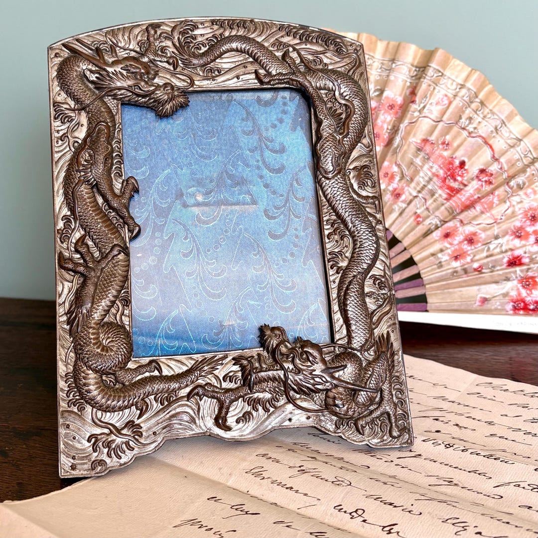 Antique Chinoiserie Picture Frame 1920's Oriental Japanese Easel