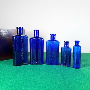 Antique Blue Glass Poison Bottle, 1800's Chemist and Pharmacy Bottle, Vintage Apothecary Bottle