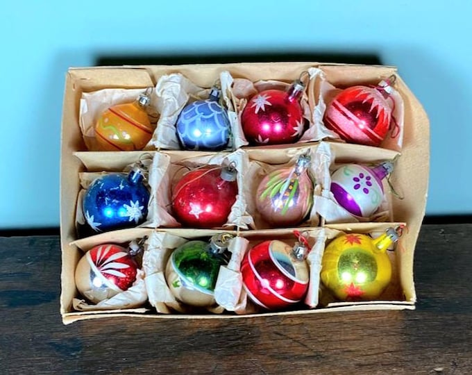 Vintage Glass Christmas Tree Decorations, Grandma Christmas Baubles