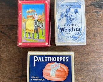 Carte da gioco vintage, pacchetto di carte congressi del 1900, pubblicità vintage, materiali per la realizzazione di collage