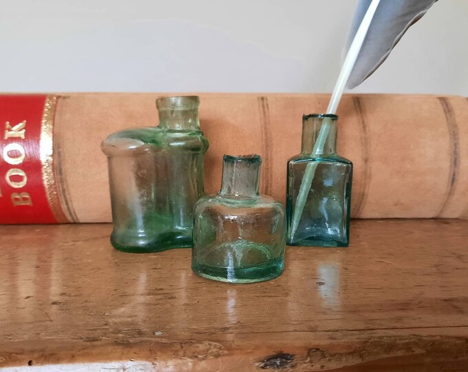 Antique Victorian Glass Ink Bottle 1800s Glass Inks Etsy