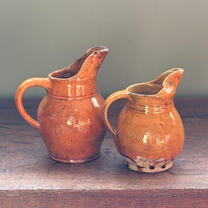 Vintage French Farmhouse Decor , Cider Pitcher, Rich Brown Glaze, Rustic Cottage Kitchen