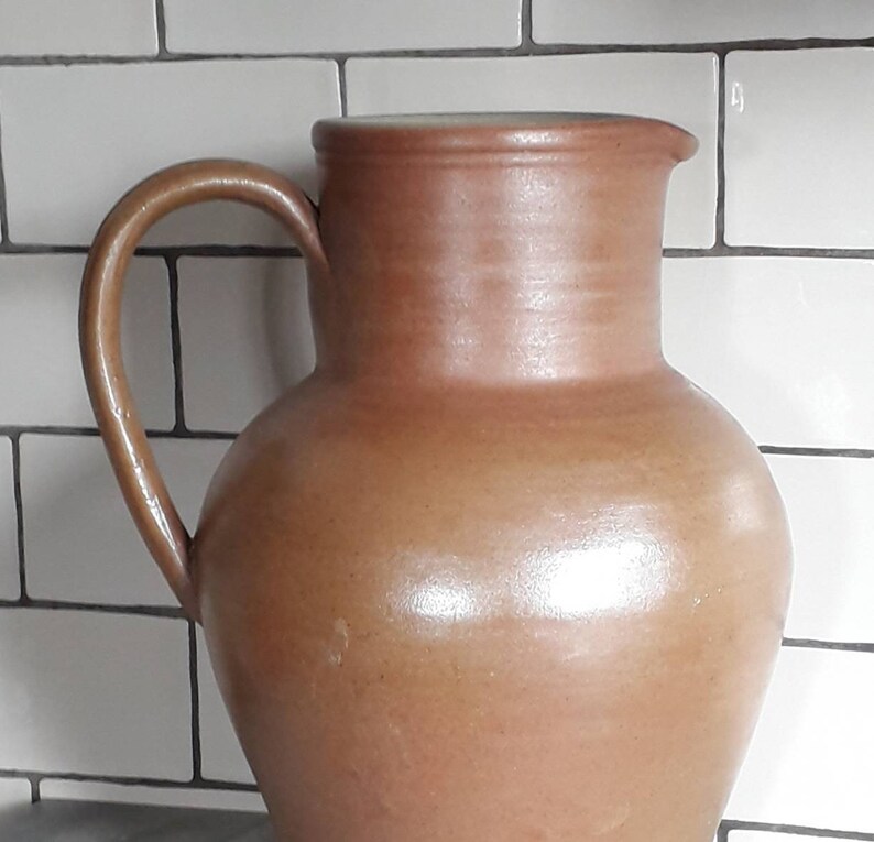 Large French Stoneware Jug Salt Glaze Gres de Bonny Fait Main Farmhouse Kitchen Decor