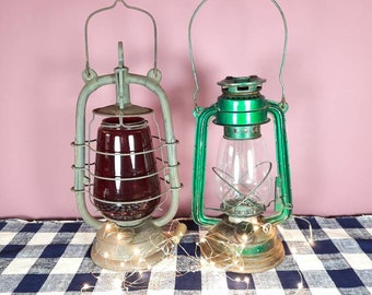Vintage Lantern, Christmas Lanterns, Hurricane Lamp, Rustic Farm an Garden Decor.