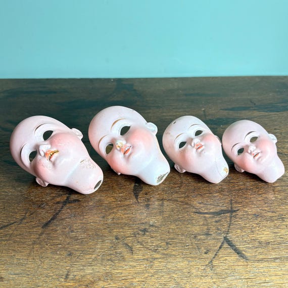 Antique China Dolls Heads, German Porcelain Doll Heads, Excavated Dolls