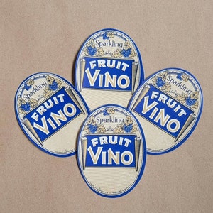 Original 1950&#39;s Bottle Lables Vintage Graphic Design Resources, Blue and Cream
