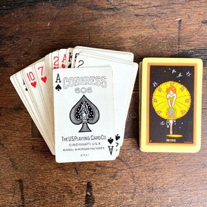 Carte da gioco vintage, pacchetto di carte congressi del 1900, pubblicità vintage, materiali per la realizzazione di collage immagine 4