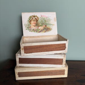 Scatola per sigari in legno vintage, sigari Flor de Valerosa, scatola portaoggetti, scatola vintage