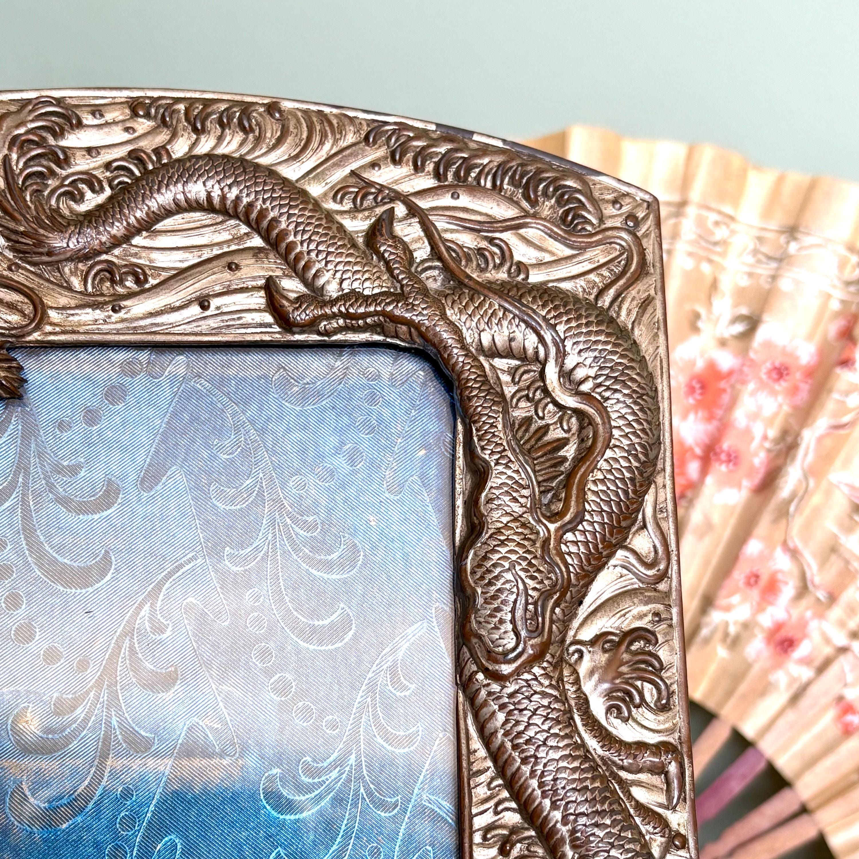 Antique Chinoiserie Picture Frame 1920's Oriental Japanese Easel