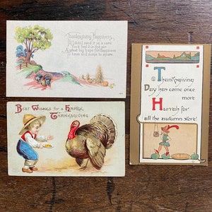 Antike Thanks Giing Postkartensammlung, Weihnachtskarten 1900 mit Briefmarken