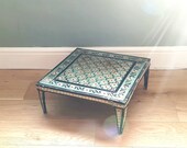 Small Indian Side Table, Boho Style Painted Table, Vintage Coffee Table