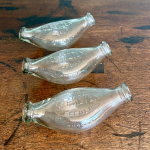 Vintage glazen babyfles, babyfles Claretex feeder, reclameglas