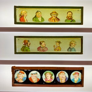 Victorian Magic Lantern Story Slide, Antique Light Catcher, Antique Gift, 1800's Cartoon Illustrations, Glass Craft Materials