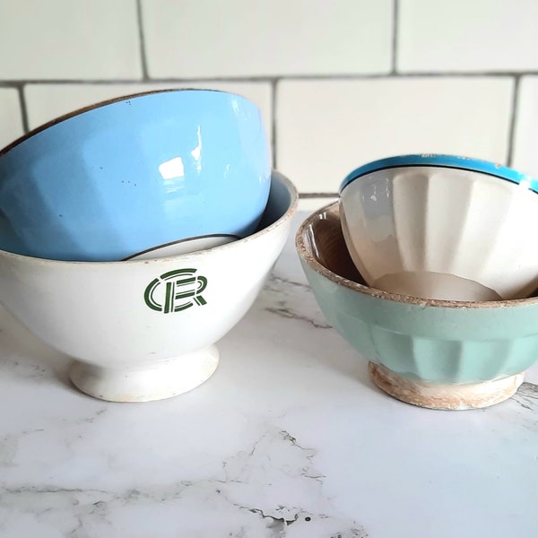 French Cafe au Lait Bowls, French Kitchen Vintage Decor