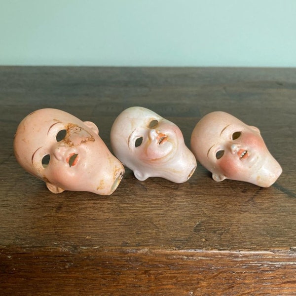 Antique Dolls Heads, German Porcelain Doll Heads, Excavated Dolls