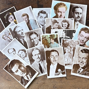 Originele ansichtkaarten uit de jaren 1930 met filmsterren, Hollywood-filmsterren, vintage ansichtkaartencollectie 34 kaarten