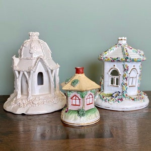 Antique Staffordshire Pottery Pastille Burner, English Whimsy Cottage Collectable