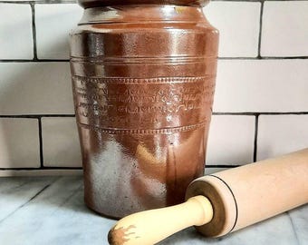Grand pot de sel en grès émaillé, articles de maison cottage vintage, mijoteuse d'ustensiles de cuisine, poteries de Nottingham