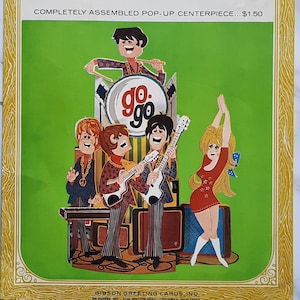 Prop promocional publicitario original de la década de 1960, caricatura musical de los años 60