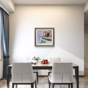 Pintura original, pintura costera, arte impresionista, pintura oceánica, óleo sobre lienzo, barcos, yate, decoración de pared para el hogar, regalo imagen 17