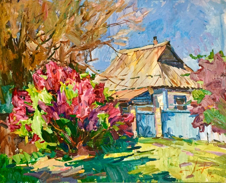 Original oil painting Impressionist art piece Rural Landscape | Etsy