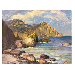 Ocean painting, Original Painting, Sea landscape, Rocky seaside,Seascape painting, Impressionist art, Home decor, Large Wall decor, art gift