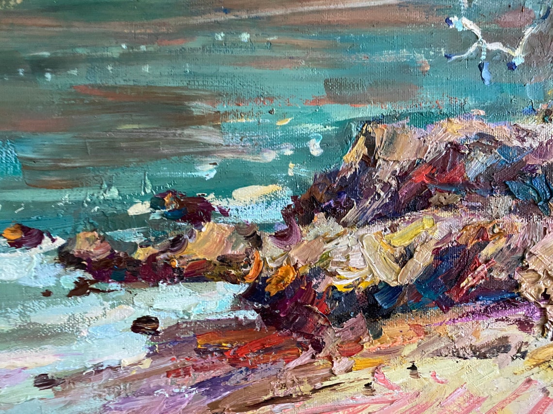 Ocean Painting Large Wall Art Sea Landscape Impressionist Etsy