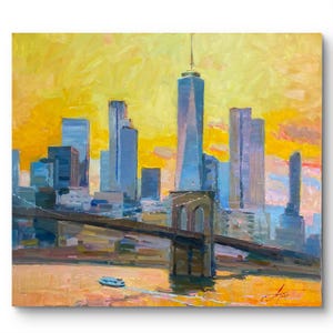New Yorker Kunstwerk, Originalgemälde, Große Wandkunst, Brooklyn Bridge, Zeitgenössische Kunst, New Yorker Stadtbild, Öl auf Leinwand, Abstrakte Malerei