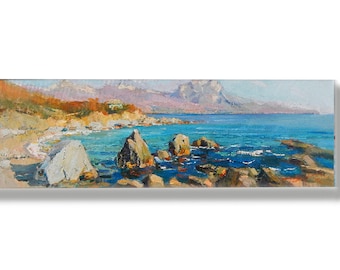 Pintura original, pintura del océano, óleo sobre lienzo, arte impresionista, paisaje marino, pintura de playa, decoración de pared para el hogar, regalo, arte ucraniano