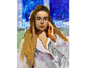 Portret kobiety, portret dziewczynki, oryginalne malarstwo, sztuka impresjonistyczna, oryginalny portret, twarz dziewczyny, wystrój domu na ścianie, prezent