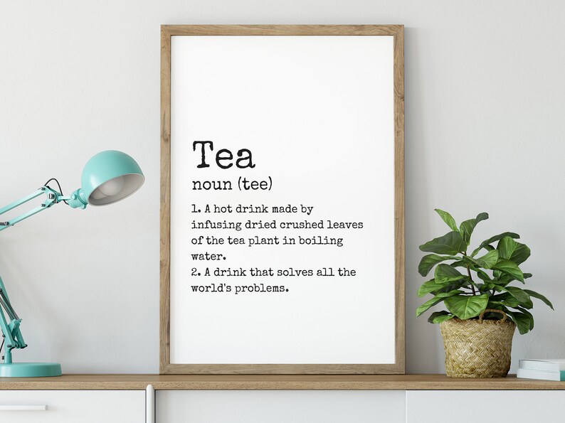 Tea definition print A4 A3 Framed or Unframed typography Etsy