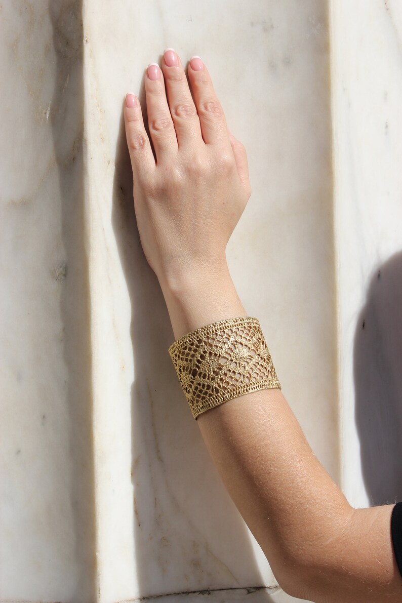 Ancient Greece bridal bracelet. Lace cuff bracelet. Metal lace Etsy