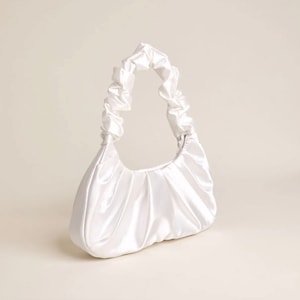 Bridal Satin Handbag, White Bridal Bag, Wedding Evening Bag, Luxury Wedding Clutch, Bachelorette Clutch Bag, Bride Bag