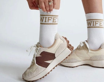 Wifey socks, Six Stories Gold Wife Socks, Wedding Socks, Hen do Accessories, Bride Gift