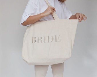 BRIDE Tote Bag Champagne Embroidery, Bride to Be Tote, Hen Party Bag, Tote Bag for Bride, Classy Hen Party, Bride Gift