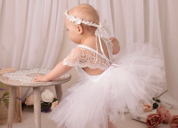 white tutu flower girl dress