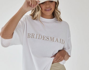 BRIDESMAID Embroidered Tee, Bridesmaid T-Shirt, Crewneck Bridesmaid T-shirt, Hen Party Outfit, Bridesmaid Gift