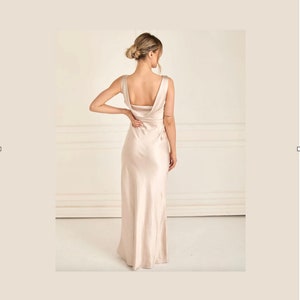Oyster Cowl Back Satin Bridesmaid Dress, Floor Length Bridesmaid Dress, Six Stories Maxi Dress for Bridesmaids