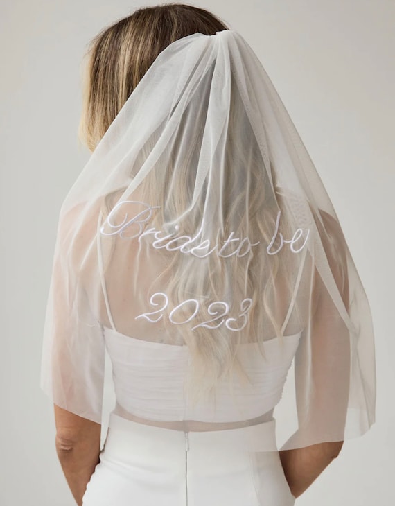 Embroidered Bride to Be 2023 Veil, Wedding Veil, Veil for Hen Do