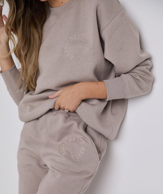 Bride Circle Embroidered Joggers Taupe 