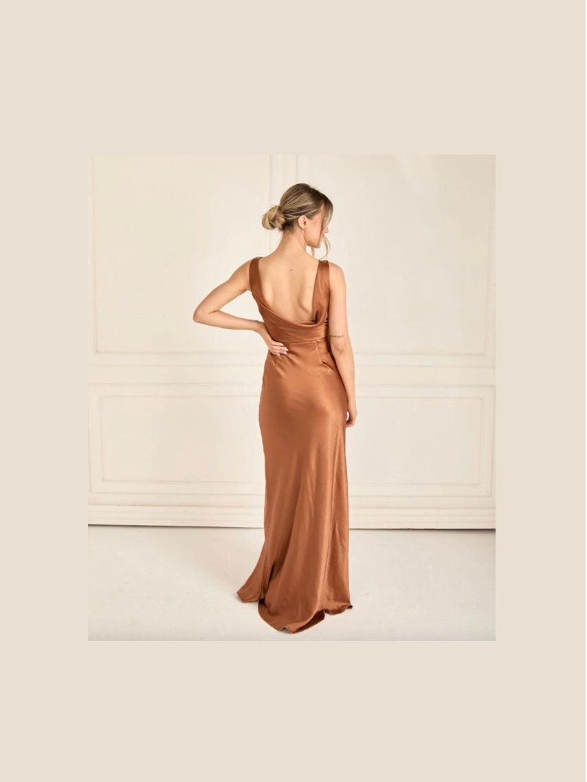 Warehouse cowl top back satin dress