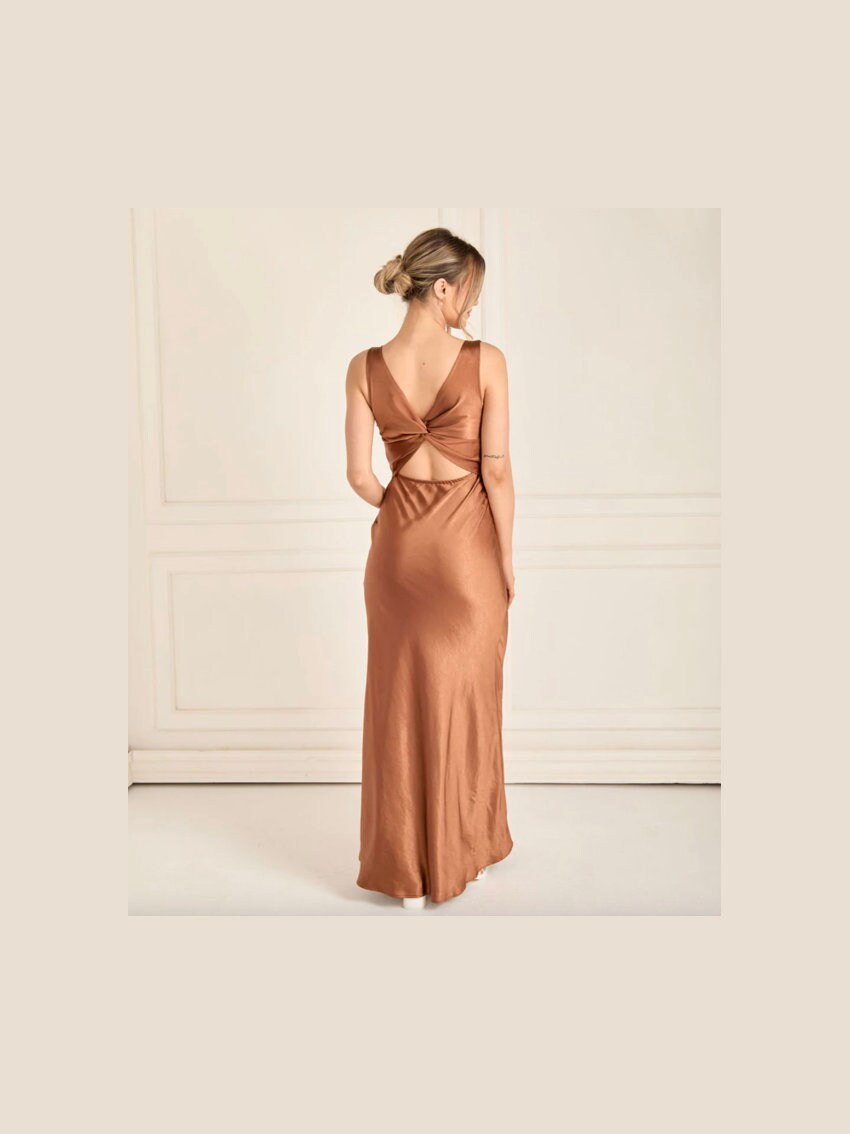 Copper colored evening gowns deals